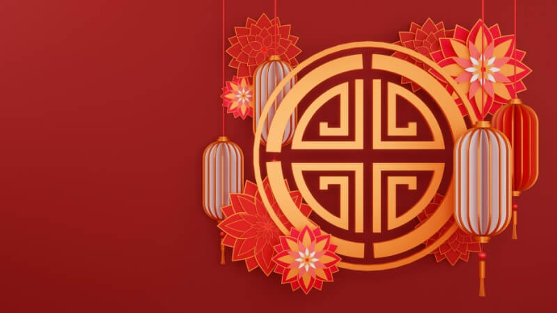 Background Tết Nguyên Đán 2026 với lồng đèn