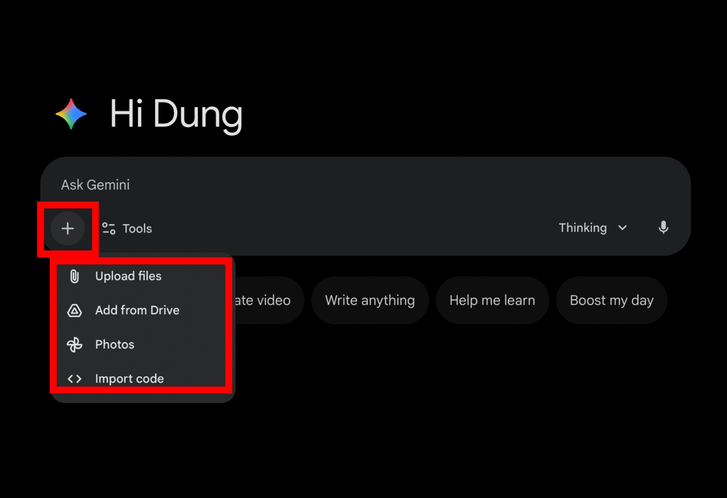 Chọn ảnh tải lên Gemini