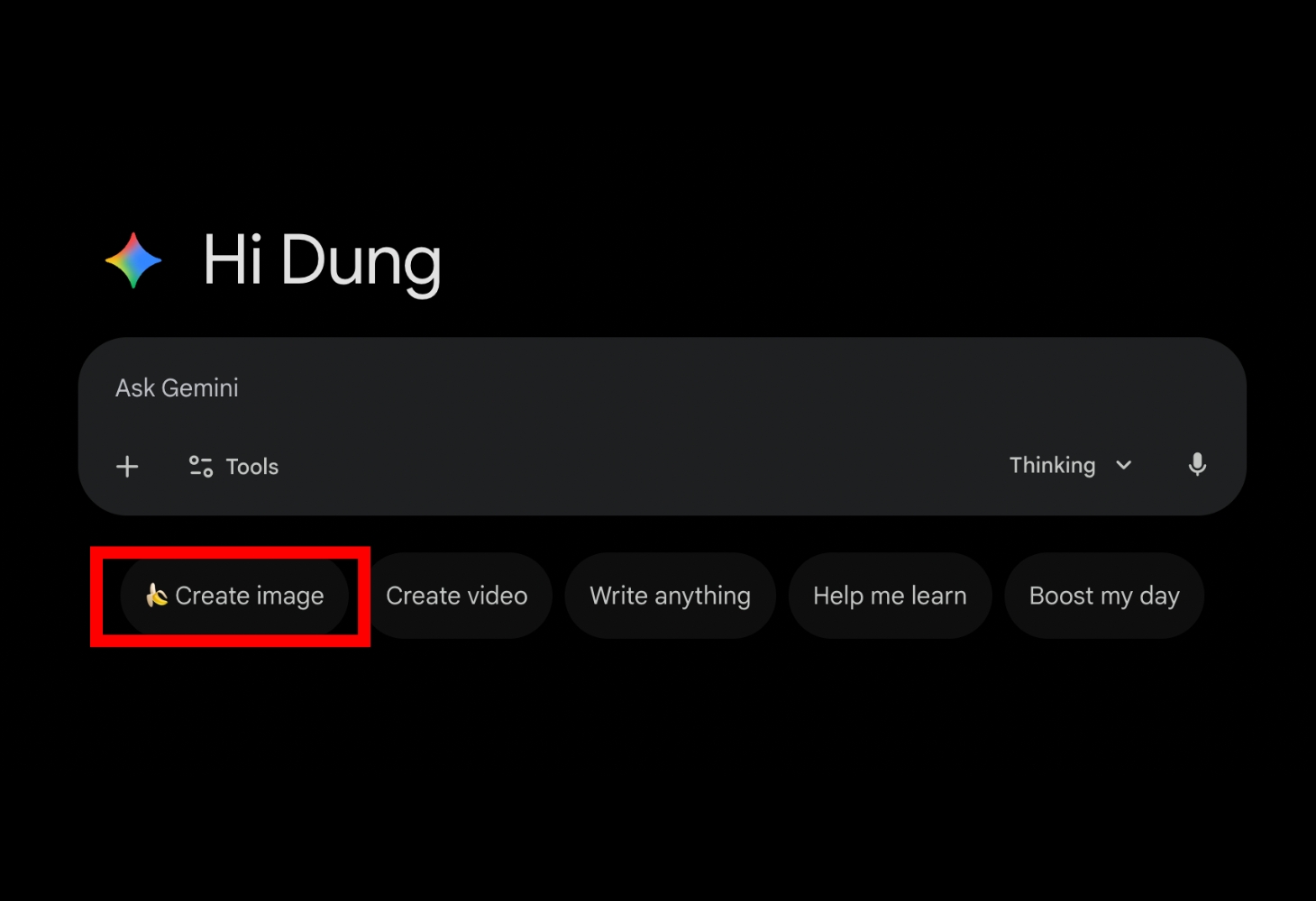 Chọn chức năng tạo hình ảnh