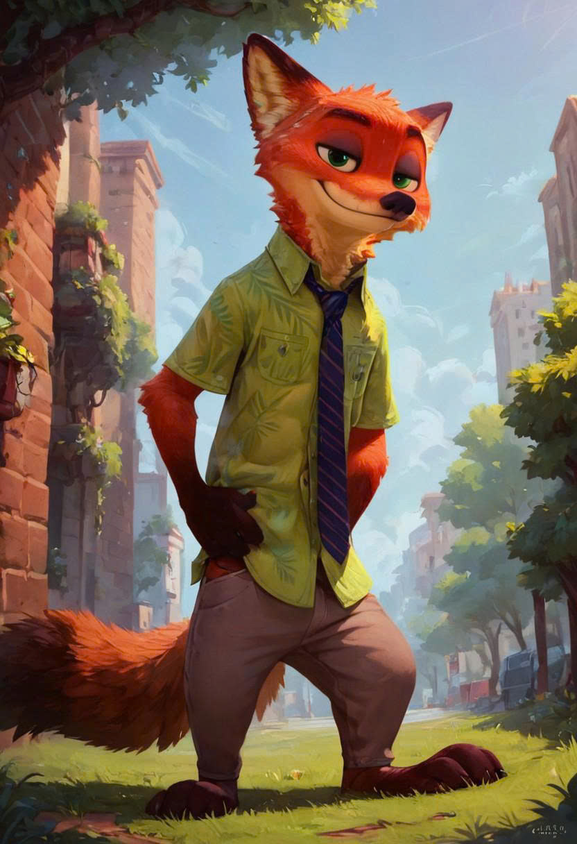 Vẻ ngoài lãng tử của Nick Wilde trong hình nền điện thoại