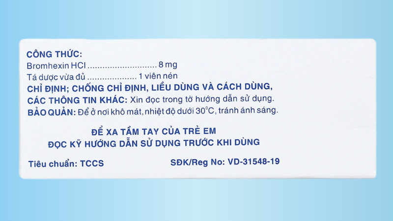 Thông tin thêm của thuốc Bromhexin 8mg Thông tin thêm của thuốc Bromhexin 8mg