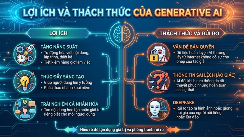 Lợi &iacute;ch v&agrave; th&aacute;ch thức của Generative AI