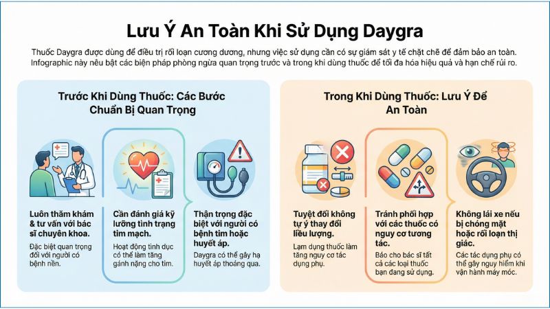 Lưu ý khi sử dụng thuốc Daygra Lưu ý khi sử dụng thuốc Daygra