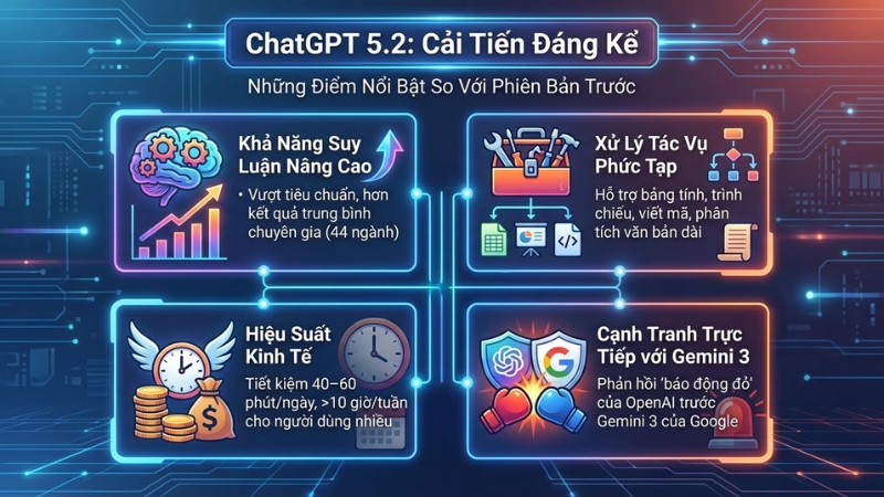 ChatGPT 5.2 mang đến nhiều cải tiến nổi bật so với phi&ecirc;n bản trước