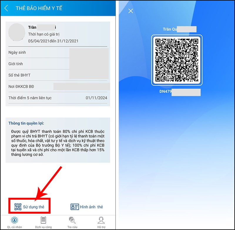 Chọn mục Sử dụng thẻ