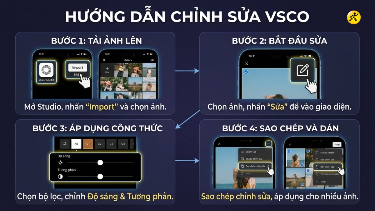 C&aacute;ch nhập v&agrave; sao ch&eacute;p c&ocirc;ng thức chỉnh m&agrave;u VSCO