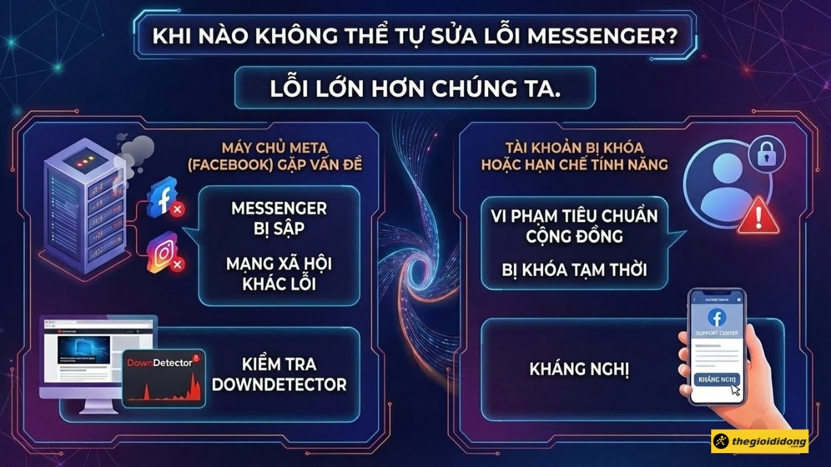 C&aacute;c trường hợp bạn kh&ocirc;ng thể tự sửa lỗi Messenger