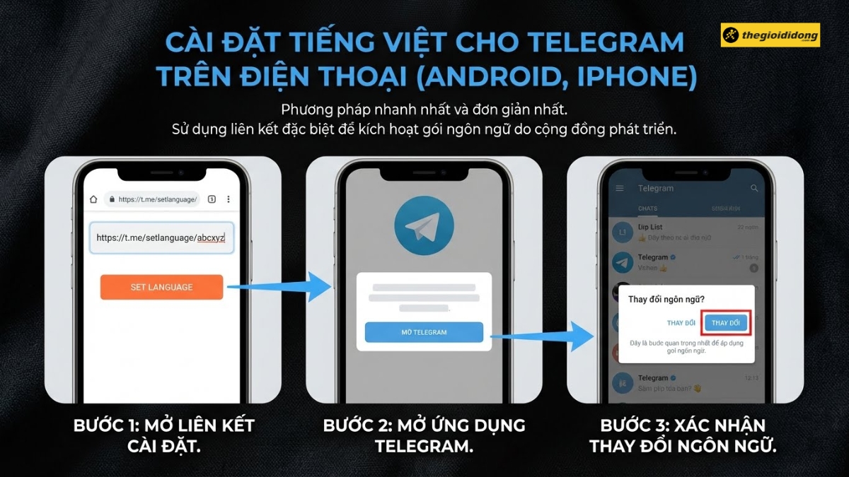 C&aacute;ch c&agrave;i tiếng Việt cho Telegram tr&ecirc;n điện thoại