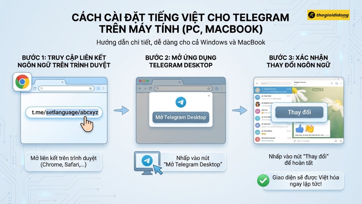 C&aacute;ch c&agrave;i tiếng Việt cho Telegram tr&ecirc;n m&aacute;y t&iacute;nh