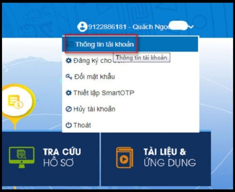 Vào Thông tin tài khoản