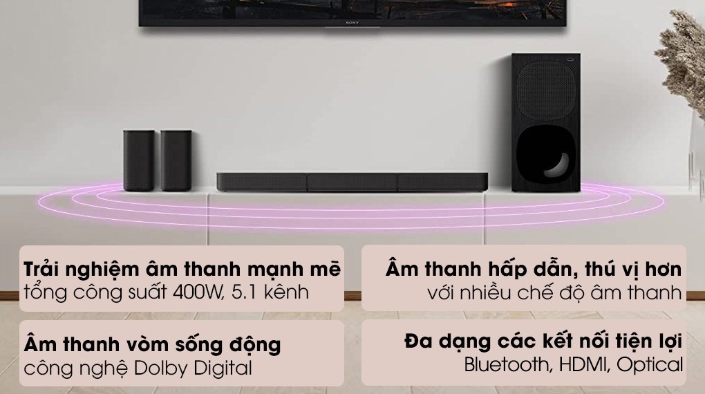 Bộ loa thanh Sony 5.1 HT-S20R mang đến chất lượng âm thanh sống động
