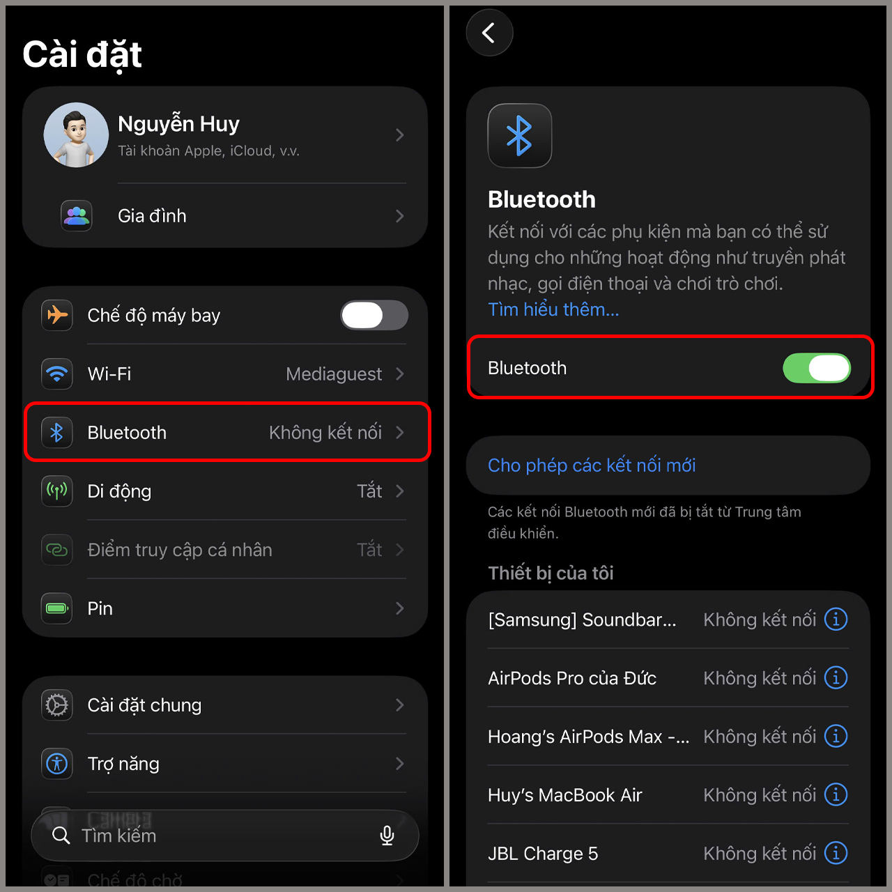 Cách bật Bluetooth trên iPhone