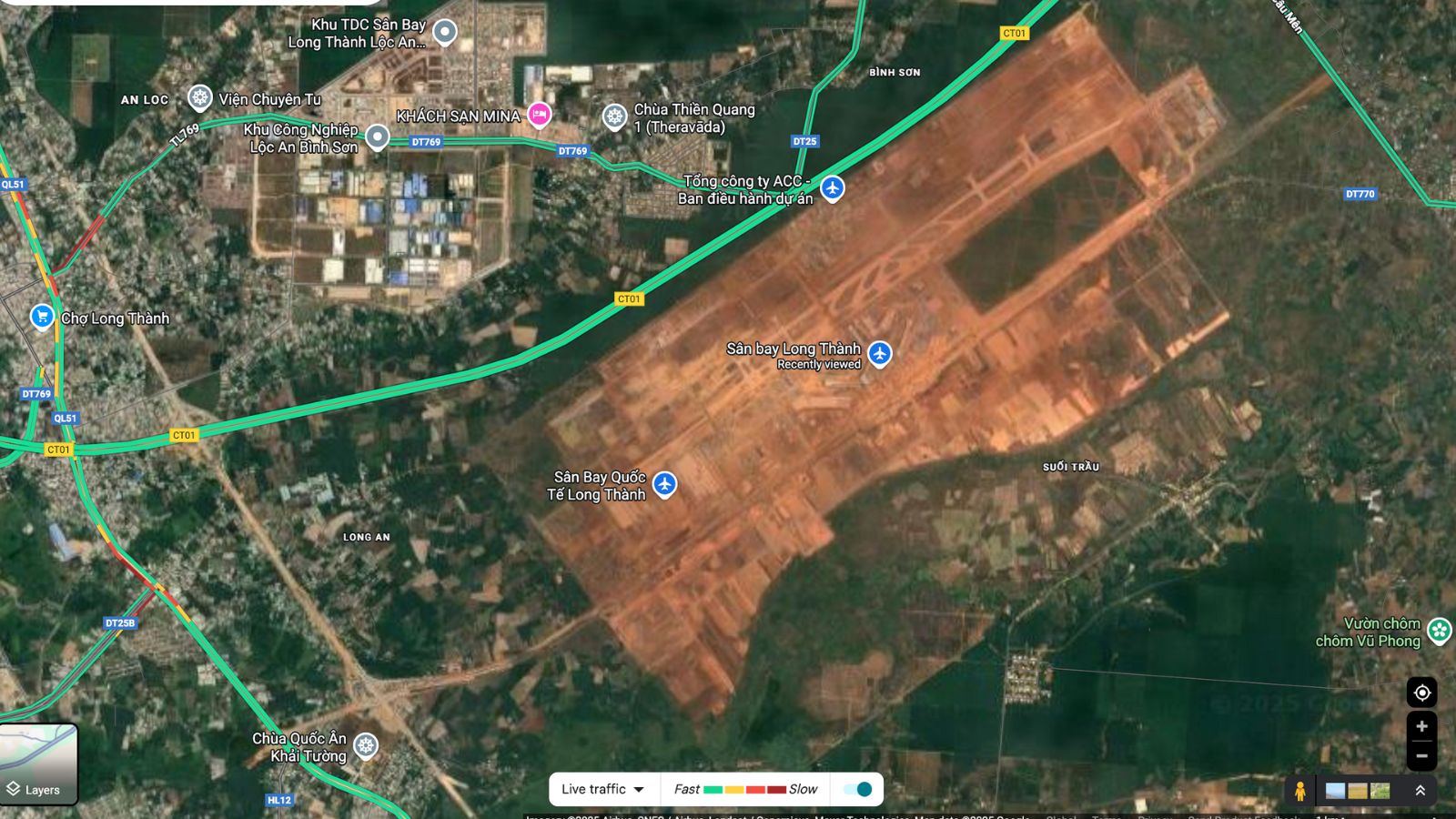 Vị trí sân bay Long Thành từ trên cao Vị trí sân bay Long Thành từ trên cao