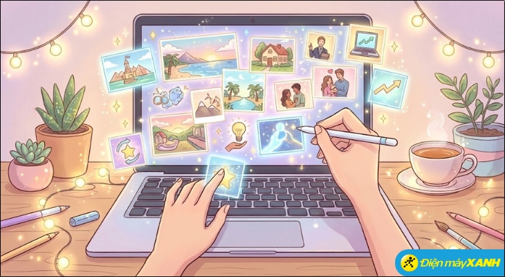 Bạn có thể sử dụng laptop hoặc máy tính bảng để thiết kế Vision Board