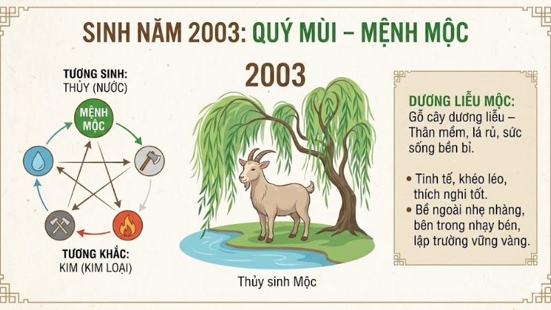 Người sinh năm 2003 cầm tinh con D&ecirc; (Tuổi M&ugrave;i), mệnh Mộc