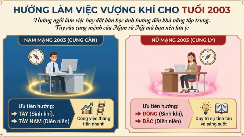 Sinh năm 2003 hợp hướng n&agrave;o?