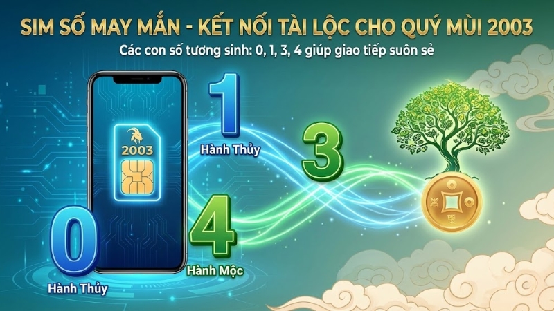Con số may mắn: 3, 4 (h&agrave;nh Mộc) v&agrave; 0, 1 (h&agrave;nh Thủy).
