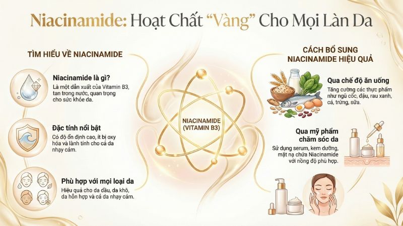 Niacinamide (còn gọi là Nicotinamide) là một dẫn xuất của Vitamin B3 Niacinamide (còn gọi là Nicotinamide) là một dẫn xuất của Vitamin B3