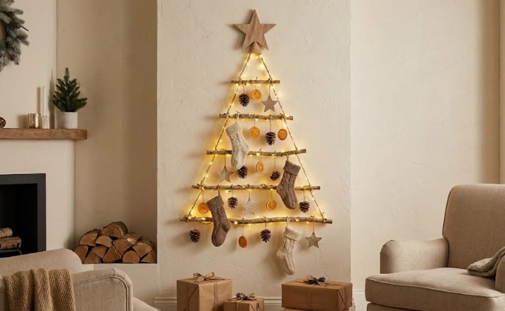 Trang trí Noel bằng cây thông treo tường