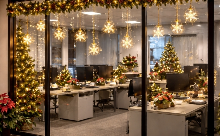 Trang trí Noel bằng cách trang trí cửa kính và vách ngăn