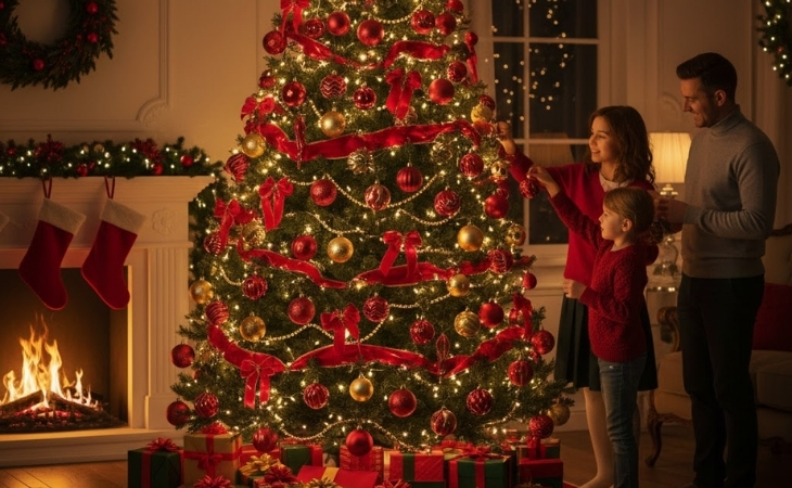 Trang trí Noel với cây thông phong cách truyền thống