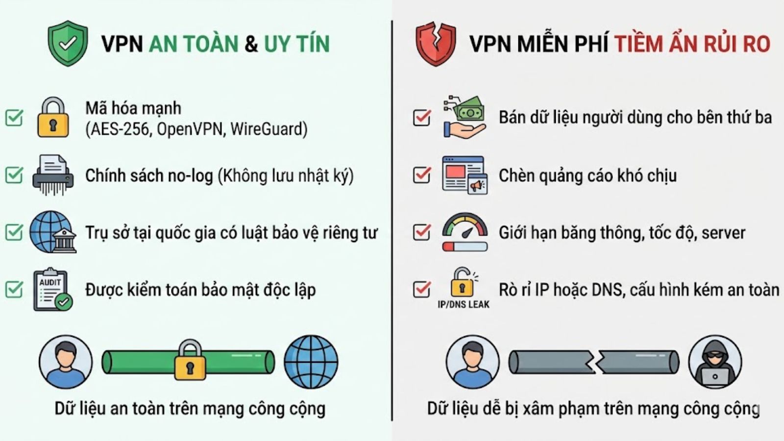 So s&aacute;nh VPN miễn ph&iacute; v&agrave; VPN trả ph&iacute;