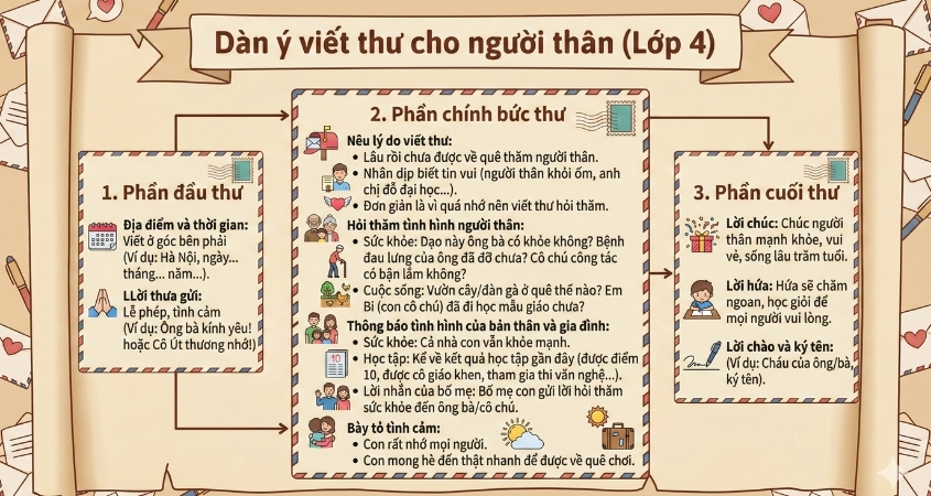 Dàn ý bài văn viết thư cho người thân