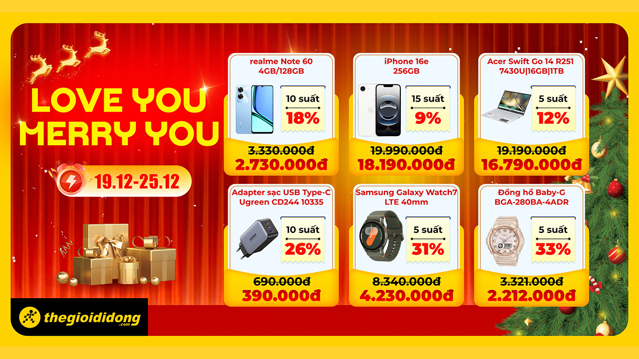 Giáng Sinh rực rỡ cùng Thế Giới Di Động: Săn deal giảm đến 66%