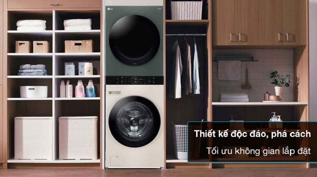 Tháp giặt sấy LG Inverter 25kg WT2517NHEG trang bị Dual Inverter Heat Pump™, sấy khô hiệu quả, tiết kiệm điện