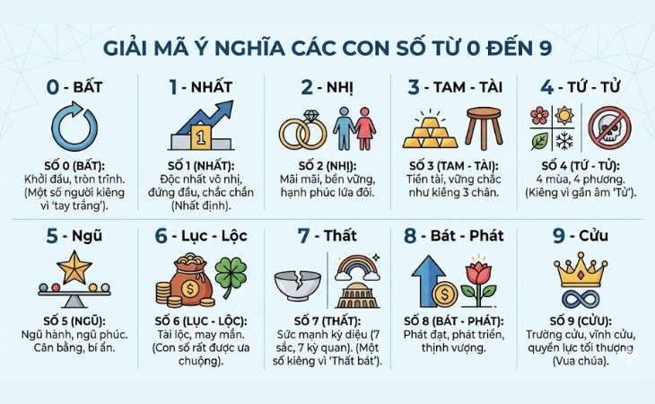 Ý nghĩa các con số từ 0 đến 9 theo quan niệm Hán Nôm