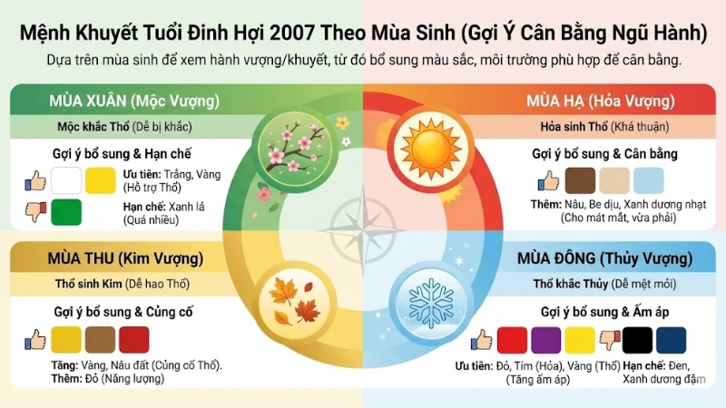 Mệnh khuyết tuổi Đinh Hợi 2007 theo m&ugrave;a sinh