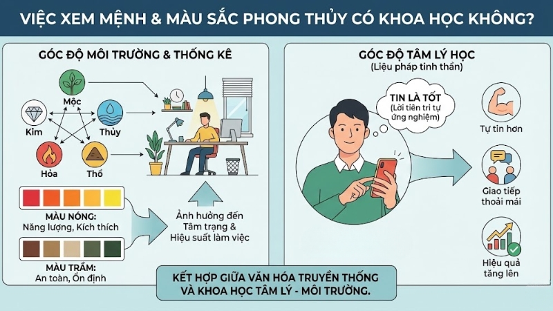 Việc xem mệnh v&agrave; m&agrave;u sắc phong thủy c&oacute; khoa học kh&ocirc;ng?