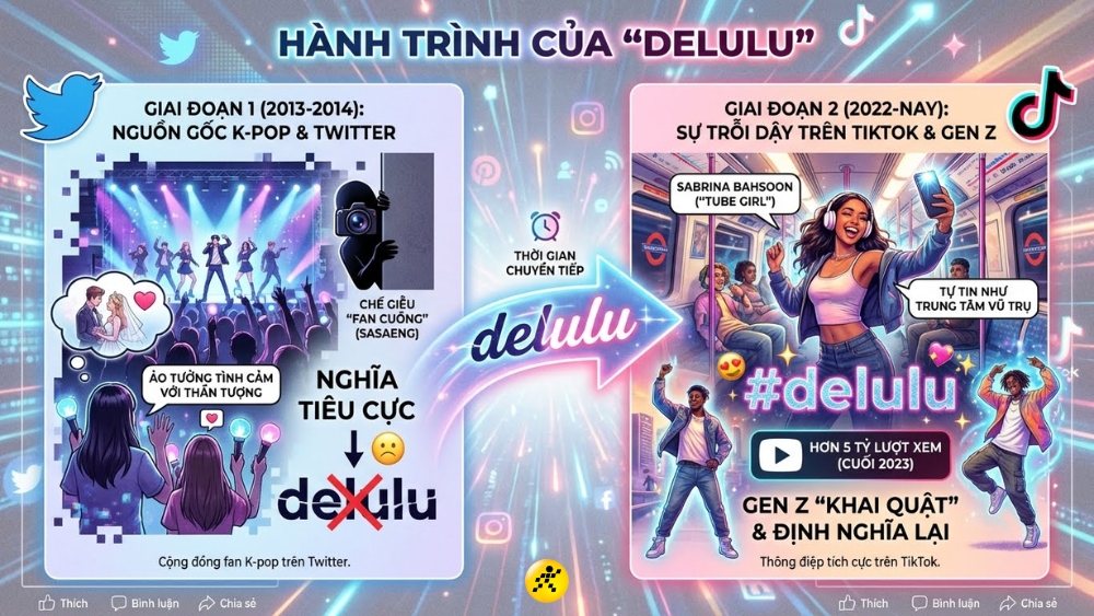 Nguồn gốc v&agrave; sự biến đổi của thuật ngữ Delulu