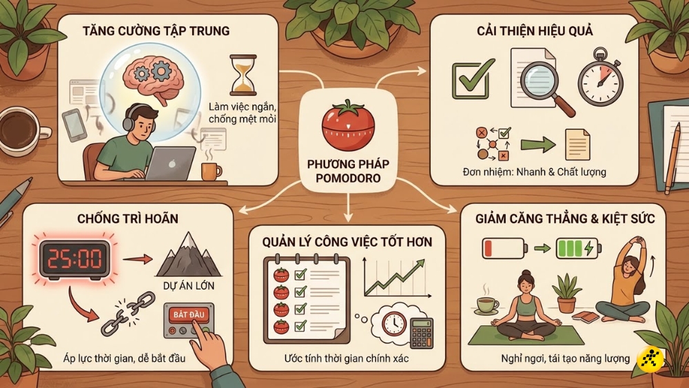 Lợi &iacute;ch vượt trội của phương ph&aacute;p Pomodoro