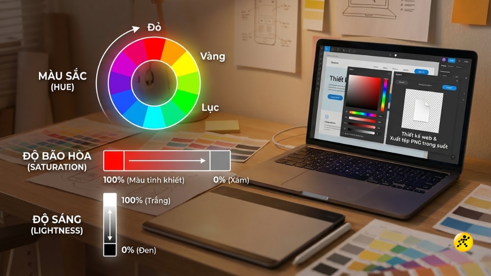 HSL l&agrave; viết tắt của Hue - Saturation - Lightness 