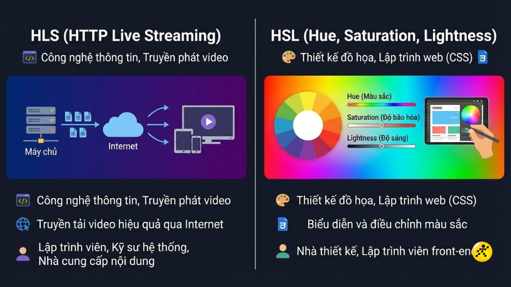Bảng so s&aacute;nh HLS v&agrave; HSL
