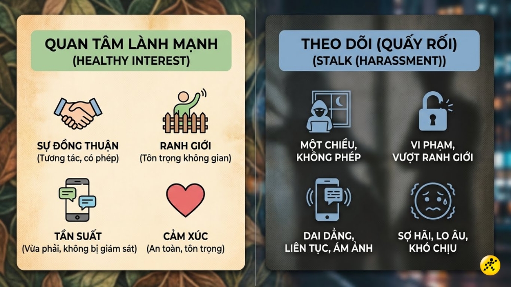 Ranh giới giữa quan t&acirc;m v&agrave; quấy rối