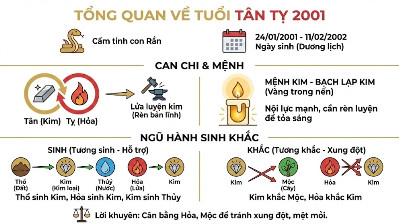 Người sinh năm 2001 t&iacute;nh theo &acirc;m lịch l&agrave; tuổi T&acirc;n Tỵ