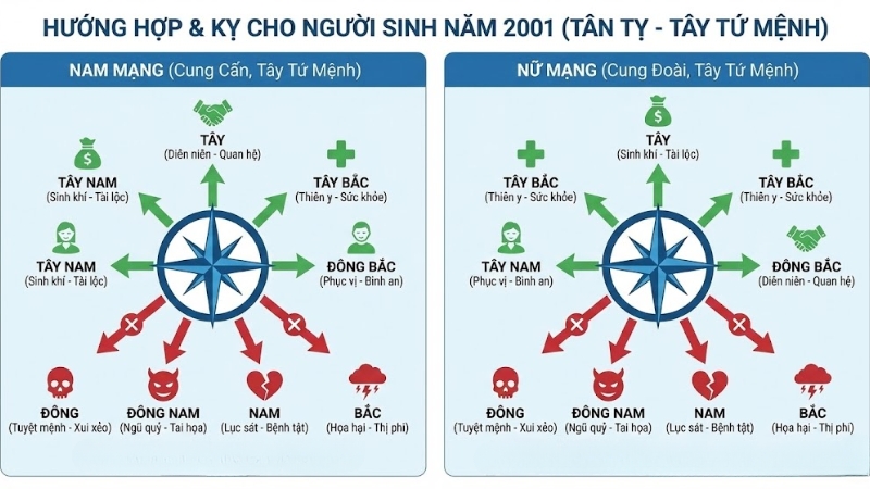 Sinh năm 2001 hợp hướng n&agrave;o?
