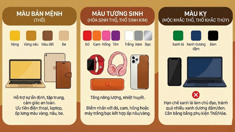 Người mệnh Thổ hợp c&aacute;c m&agrave;u v&agrave;ng, v&agrave;ng n&acirc;u, n&acirc;u đất, be