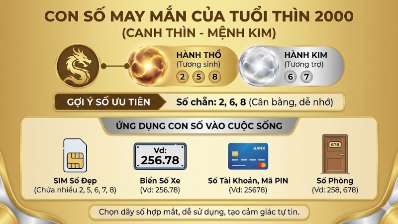 Con số may mắn của tuổi Thìn 2000 Con số may mắn của tuổi Thìn 2000