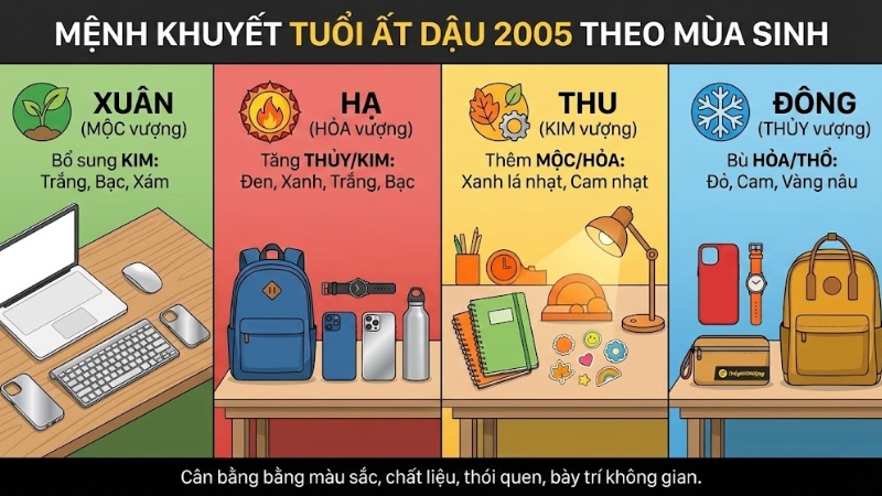 Mệnh khuyết tuổi Ất Dậu 2005 theo m&ugrave;a sinh