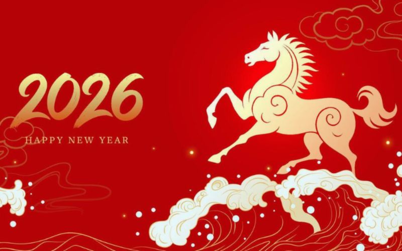 Hình ảnh linh vật Ngựa Bính Ngọ 2026 tượng trưng tài lộc, bứt phá, gửi lời chúc Mã đáo thành công đầu năm