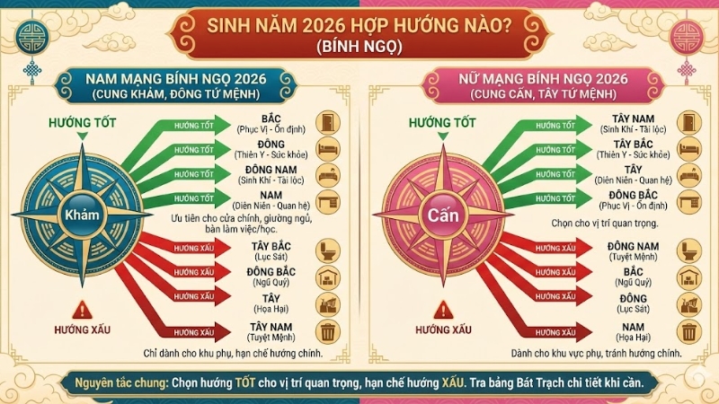 Hướng hợp của người sinh năm 2026 Hướng hợp của người sinh năm 2026