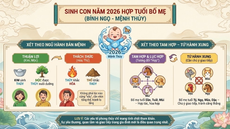 Sinh con năm 2026 hợp tuổi bố mẹ Sinh con năm 2026 hợp tuổi bố mẹ