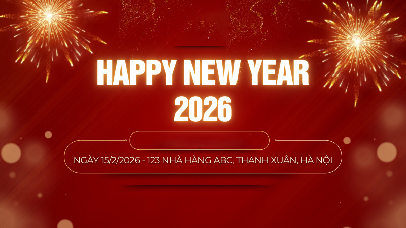 Backdrop tông tối phối gold ánh kim, chữ gãy gọn, tạo vẻ sang trọng cho Gala tất niên đẳng cấp