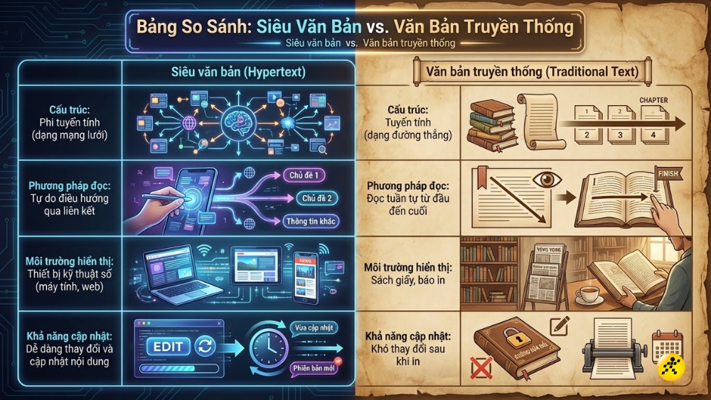 So s&aacute;nh si&ecirc;u văn bản v&agrave; văn bản truyền thống