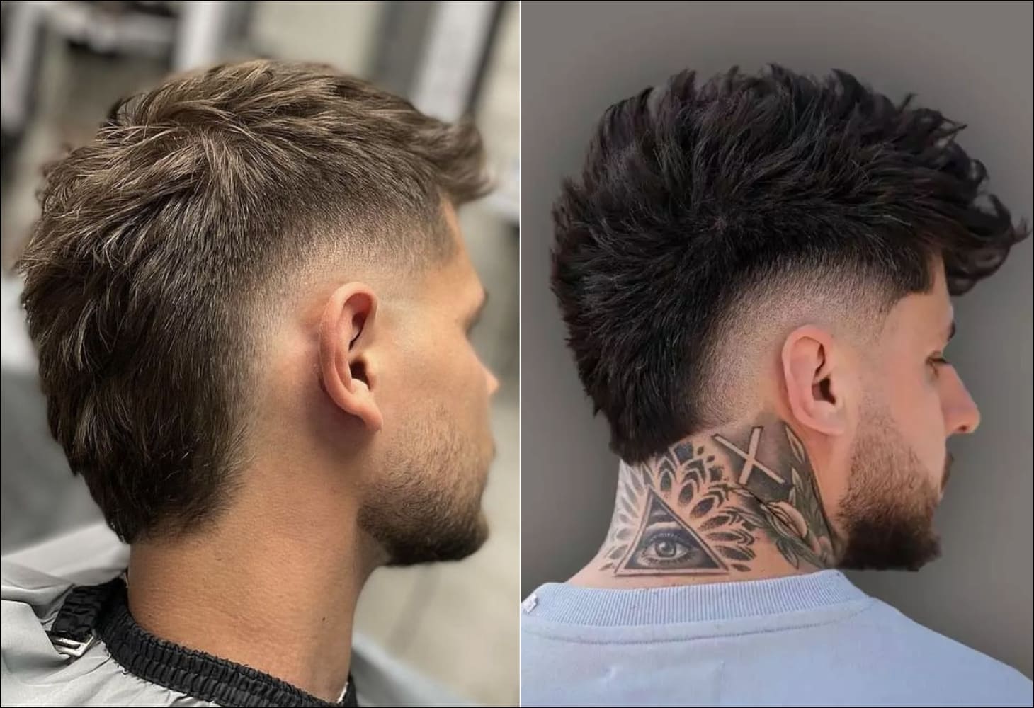 Tóc mullet fade tạo độ chuyển màu gọn gàng, sắc nét