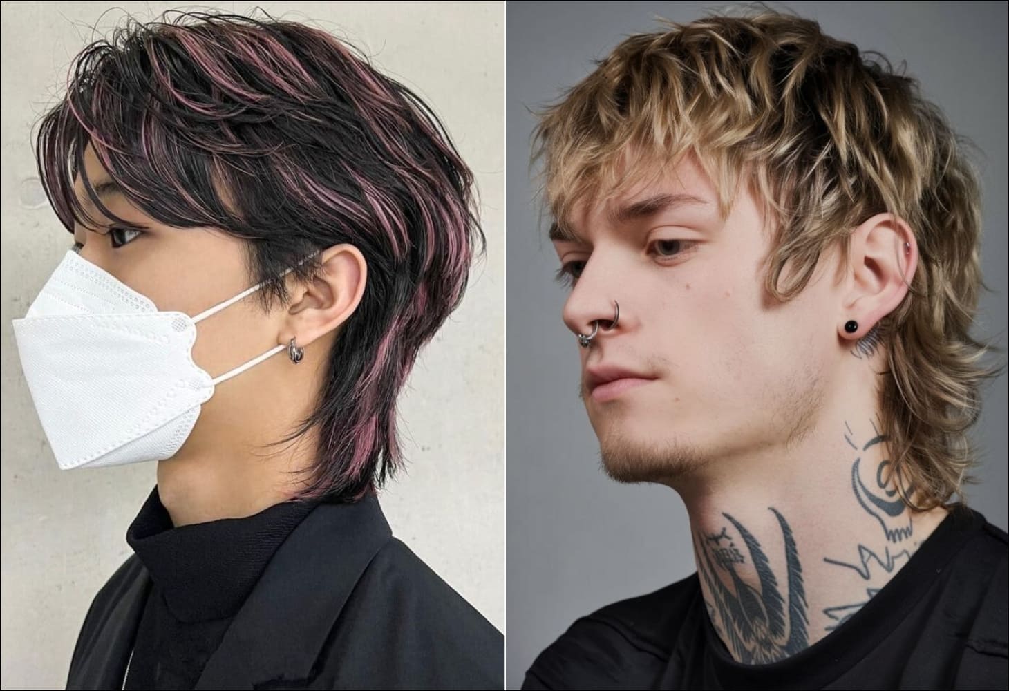 Tóc mullet nam nhuộm highlight tạo điểm nhấn cho từng lớp layer của tóc
