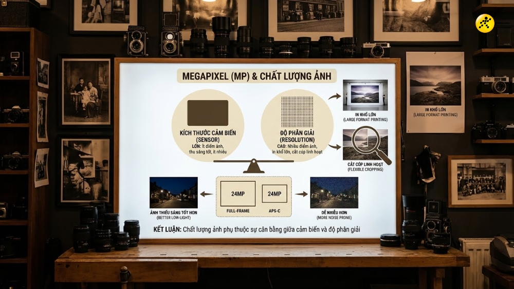 Chất lượng ảnh phụ thuộc vào sự cân bằng giữa kích thước cảm biến và độ phân giải Chất lượng ảnh phụ thuộc vào sự cân bằng giữa kích thước cảm biến và độ phân giải